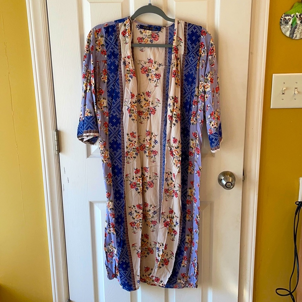 Floral stripe boho duster